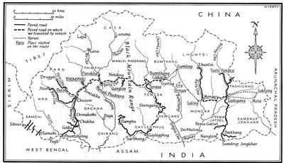 An insert in the book maps her travels through Bhutan